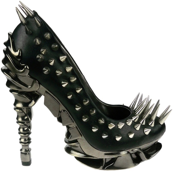Hades Shoes - Hades Zetta Metal Spiked Black Pumps 5" Heel 9 NIB